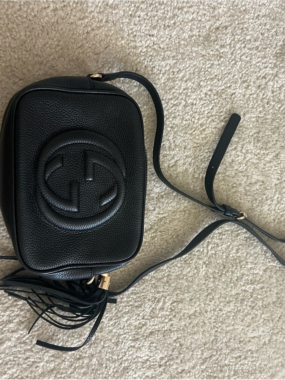 Gucci Black Pebbled Leather Crossbody with Gold Tassel - Picture 3 of 7